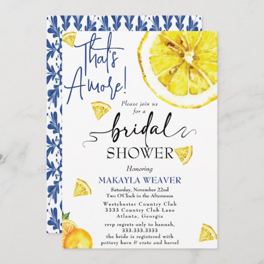 Gelb Das ist Amore Lemon Brautparty Einladung (Vorne/Hinten)