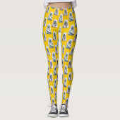 Gelb Design mit Eisbärmuster Leggings (Vorderseite)