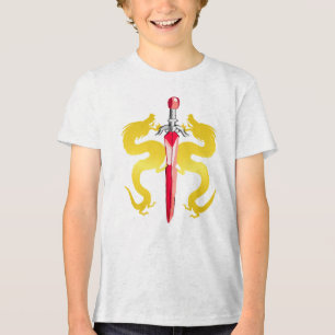 Gelb-Drache-Blitz-Emblem Tri-Blend Shirt