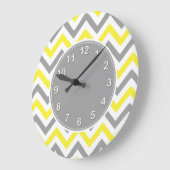 Gelb, dunkelgrau, großes Zickzack ZigZag-Muster Große Wanduhr (Winkel)