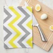 Gelb, dunkelgrau, großes Zickzack ZigZag-Muster Küchentuch (Viertel Falte)