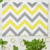 Gelb, dunkelgrau, großes Zickzack ZigZag-Muster Küchentuch (Gefaltet)