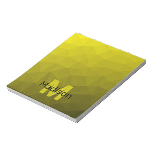 Gelb dunkler Ombre geometrisches Mesh-Muster Monog Notizblock