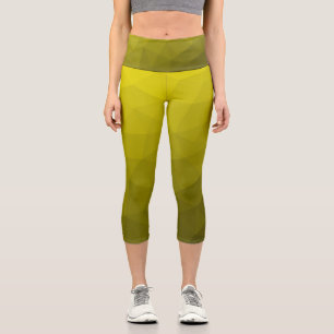 Gelb-dunkler Ombre-Verlaufs-Geometrie-Netzmuster Capri Leggings