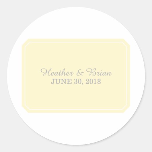 Gelb einfach elegant Hochzeitsticker Runder Aufkleber (Vorderseite)