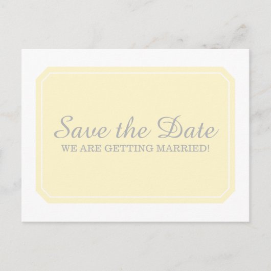 Gelb einfach elegant Save the Date Postkarte (Vorderseite)