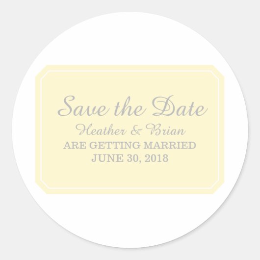 Gelb einfach elegant Save the Date Runder Aufkleber (Vorderseite)