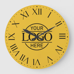 Gelb einfaches Markenunternehmen Geschäft Logo ind Große Wanduhr