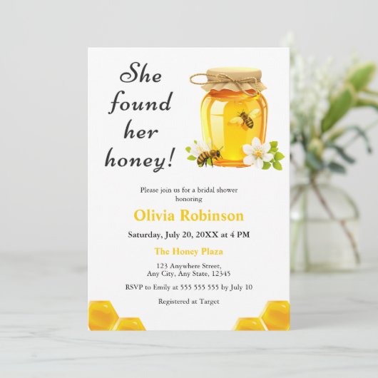 Gelb fand sie ihr Honig-Brautparty Einladung (Stehend Vorderseite)