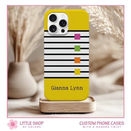 Gelb Farbblock Schwarze Streifen Monogramm Case-Mate iPhone Hülle