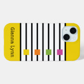 Gelb Farbblock Schwarze Streifen Monogramm Case-Mate iPhone Hülle (Rückseite (Horizontal))