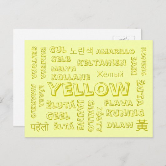 Gelb - Farbsprachen auf Postkarten (Vorne/Hinten)