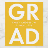 Gelb | Fett Grad Abschluss Weinetikett (Einzelnes Label)