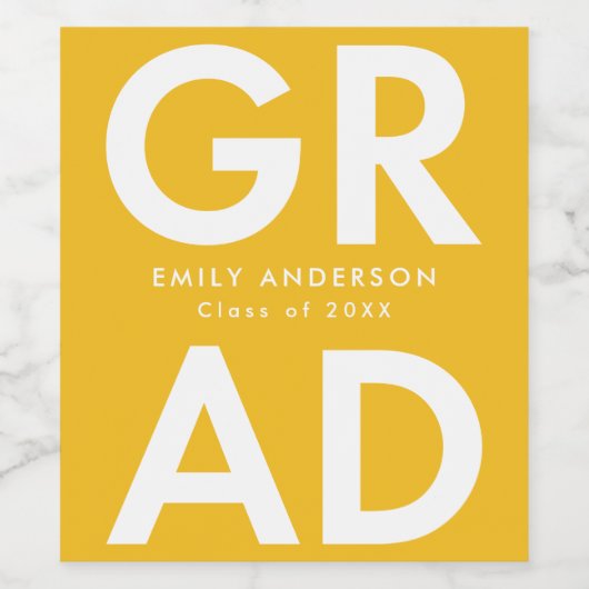 Gelb | Fett Grad Abschluss Weinetikett (Einzelnes Label)