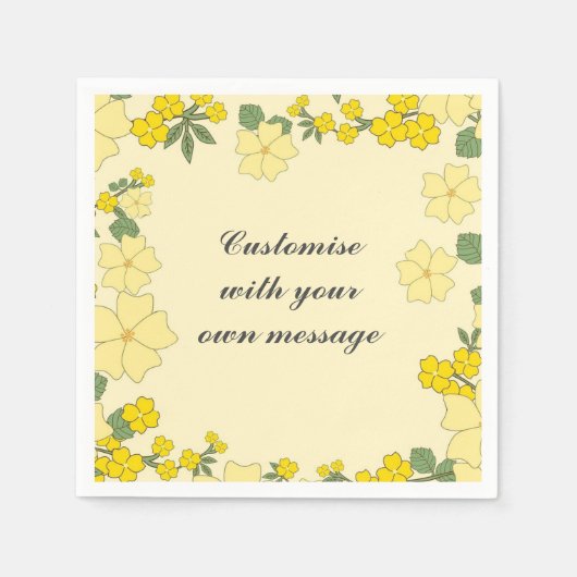 Gelb Floral Benutzerdefinierter Text Frühling Serviette (Vorderseite)