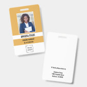 Gelb | Foto Mitarbeiter-Logo oder QR CODE-Sicherhe Ausweis (Vorder- & Rückseite)