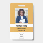 Gelb | Foto Mitarbeiter-Logo oder QR CODE-Sicherhe Ausweis (Vorderseite)