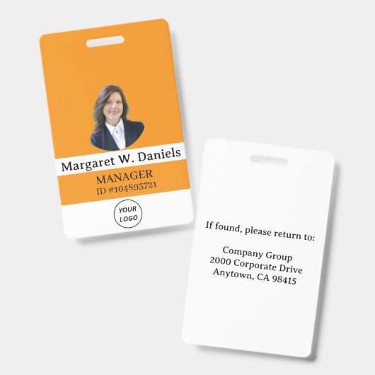 Gelb | Foto-Mitarbeiter-Logo oder QR-Code-Sicherhe Ausweis (Vorder- & Rückseite)