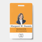 Gelb | Foto-Mitarbeiter-Logo oder QR-Code-Sicherhe Ausweis (Vorderseite)