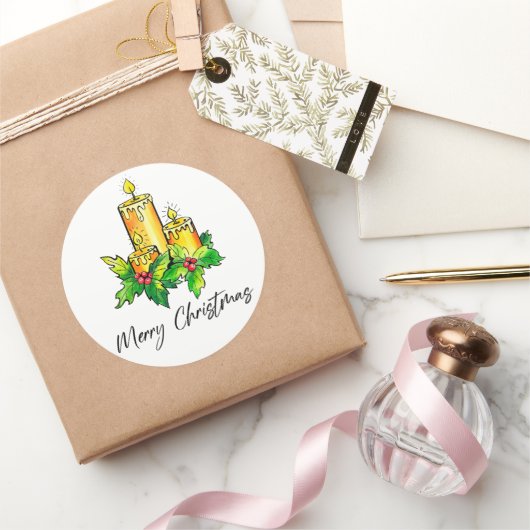 Gelb frohe Weihnachten und glücklich Neues Jahr Runder Aufkleber (Schenken)