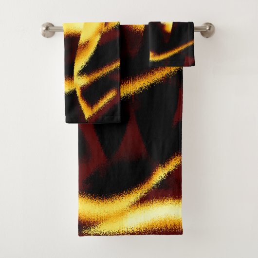 Gelb gebrannte Streifen mit abgeschrägtem Aussehen Badhandtuch Set (Insitu)