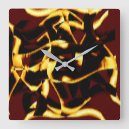 Gelb gebrannte Streifen mit abgeschrägtem Aussehen Quadratische Wanduhr