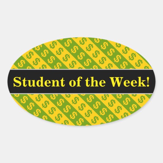 Gelb-Gelb-Dollar-Zeichen ($) Streifen Ovaler Aufkleber (Vorderseite)