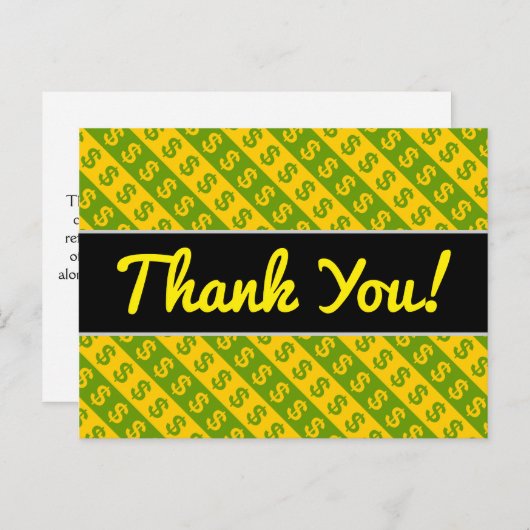 Gelb-Gelb-Dollar-Zeichen ($) Streifen Postkarte (Vorne/Hinten)