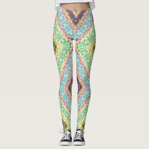 Gelb-gelb-gelb-dekoriertes Flickwerk im Retrostil Leggings