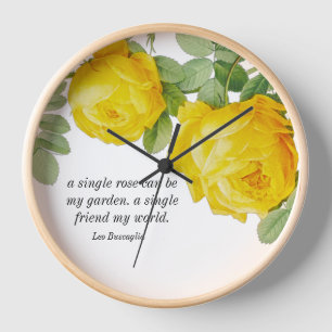 Gelb gelbe Rose Wand Freundschaft Uhr