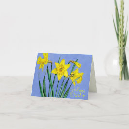 Gelb gemalte Narzissen-Ostern-Karte Feiertagskarte