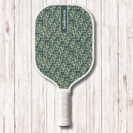 Gelb-geometrisches Muster Modernes Monogramm Pickleball Schläger