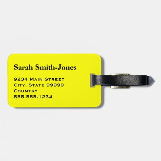 Gelb Gepäckanhänger (Rückseite horizontal)