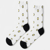 Gelb gepunktetes Muster mit schwarzer Kontur Socken (Linkes Detail)