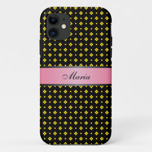 Gelb gepunktetes Muster Rosa 2 personalisierter Na Case-Mate iPhone Hülle