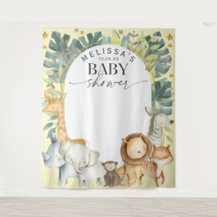 Gelb geschlechtsneutrale Safari-Baby-Shower-Hinter Wandteppich
