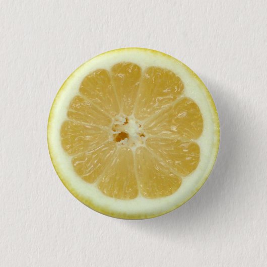 Gelb geschnittene Zitrone Makro-Foto-Button Button (Vorderseite)