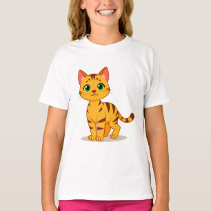 Gelb gestreifte Katze mit hellgrünen Augen T-Shirt
