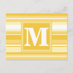 Gelb gestreifte Monogramme Postkarte