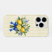 Gelb gestreifter blauer Bogen Zitronenstrauß iPhone Hülle (Rückseite (Horizontal))