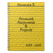 Gelb gezeichnete Schulpapier-Hausaufgaben-Aufgaben Notizblock (Vorderseite)