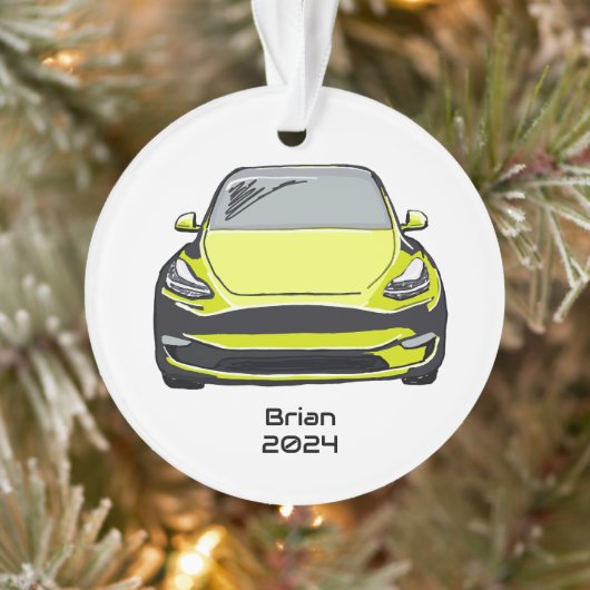 Gelb gezeichnete Skizze für Elektrofahrzeug SUV Ornament (Baum)