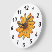 Gelb gezogene Sonnenblume Große Wanduhr (Winkel)