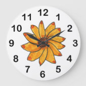 Gelb gezogene Sonnenblume Große Wanduhr (Vorderseite)