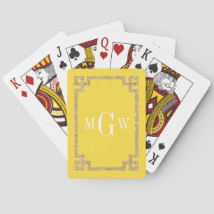 Gelb Gold Glitter Look Griechischer Schlüssel Rahm Spielkarten