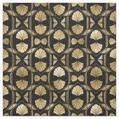 Gelb-Gold-Schwarz-Art-Déco-Muschel Stoff (Muster)