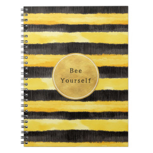 Gelb Gold Schwarz Bienen Streifen Notizblock