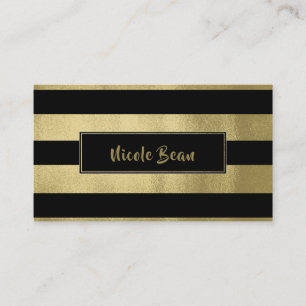 Gelb Gold & Schwarze Streifen Chic Moderner Glamou Visitenkarte