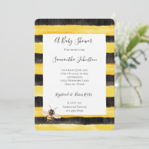 Gelb Gold Schwarze Streifen Honigbiene Baby Shower Einladung