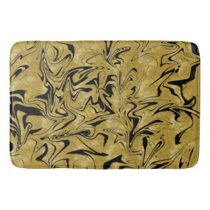 Gelb Gold & Schwarzer Eleganter Glam Marmor Wirbel Badematte